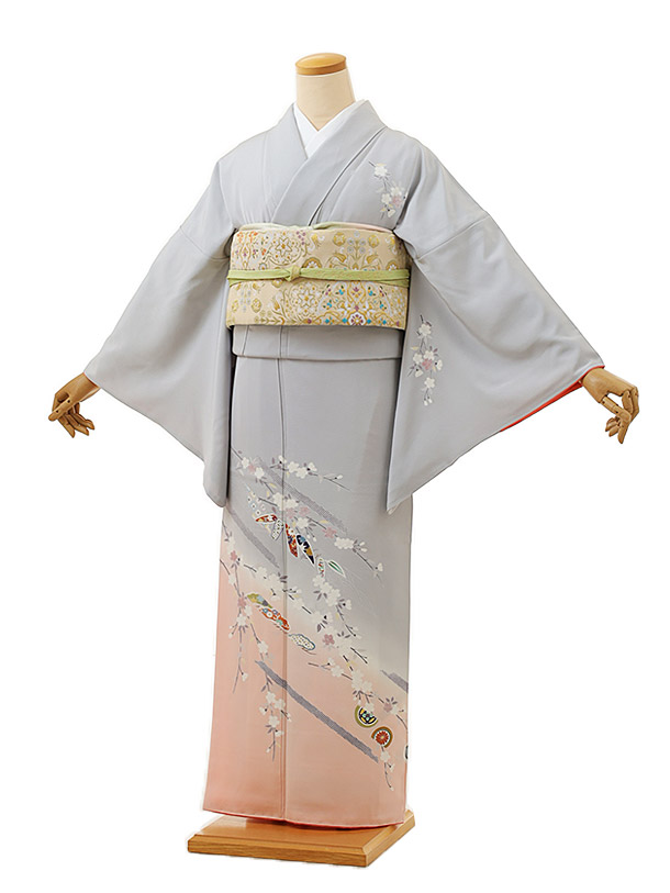 訪問着レンタルE004 淡ｸﾞﾚｰ地松竹梅に花 | 着物レンタルの京都かしいしょう