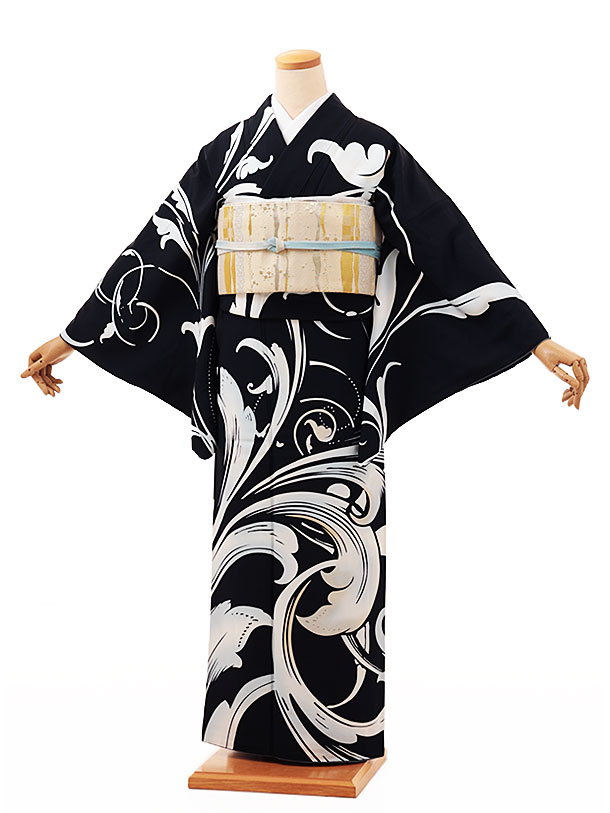 訪問着レンタルt924 黒地花 金花刺繍 | 着物レンタルの京都かしいしょう