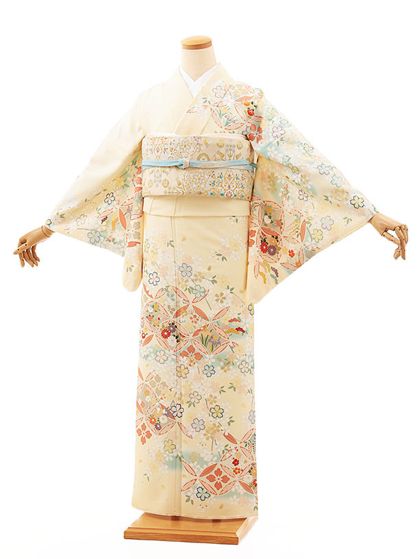 訪問着tt1384 JAPANE STYLE クリーム色 七宝桜(トールサイズ)