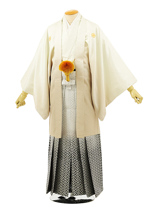 卒業式成人式袴男ﾚﾝﾀﾙ052*4/白刺子/深緑縞 | 着物レンタルの京都かしいしょう