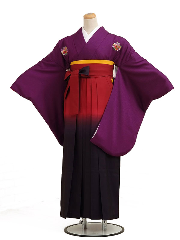 卒業袴ﾚﾝﾀﾙ h014紫花紋