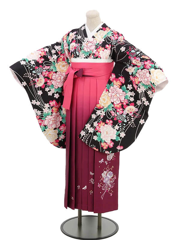 卒業式袴ﾚﾝﾀﾙ h029黒 | 着物レンタルの京都かしいしょう