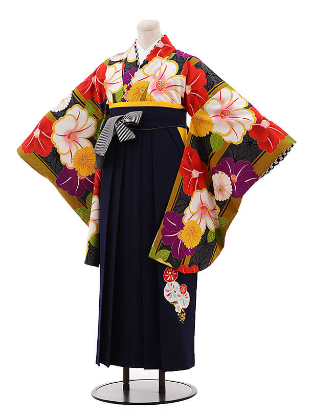 卒業式袴ﾚﾝﾀﾙ h069 JAPAN STYLE 黒×紺