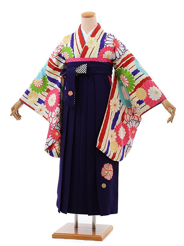 卒業式袴レンタルh414うすｸﾞﾘｰﾝ菊×紫袴