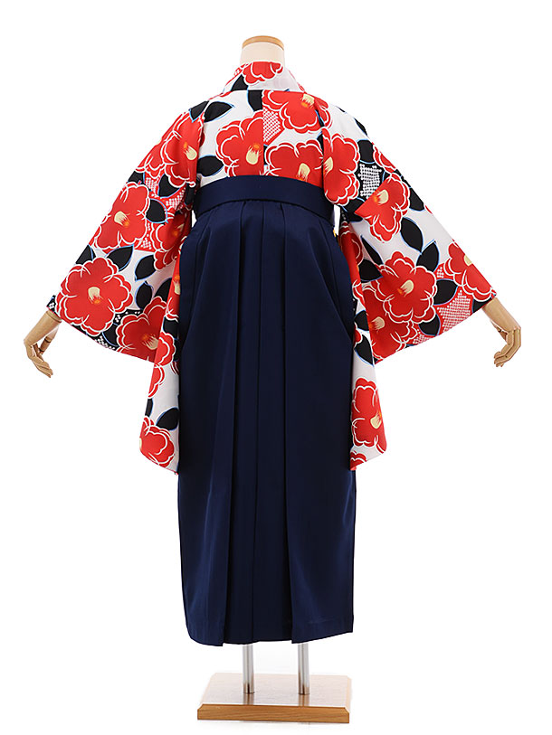 卒業袴h684 白地 椿 x 紺袴 | 着物レンタルの京都かしいしょう