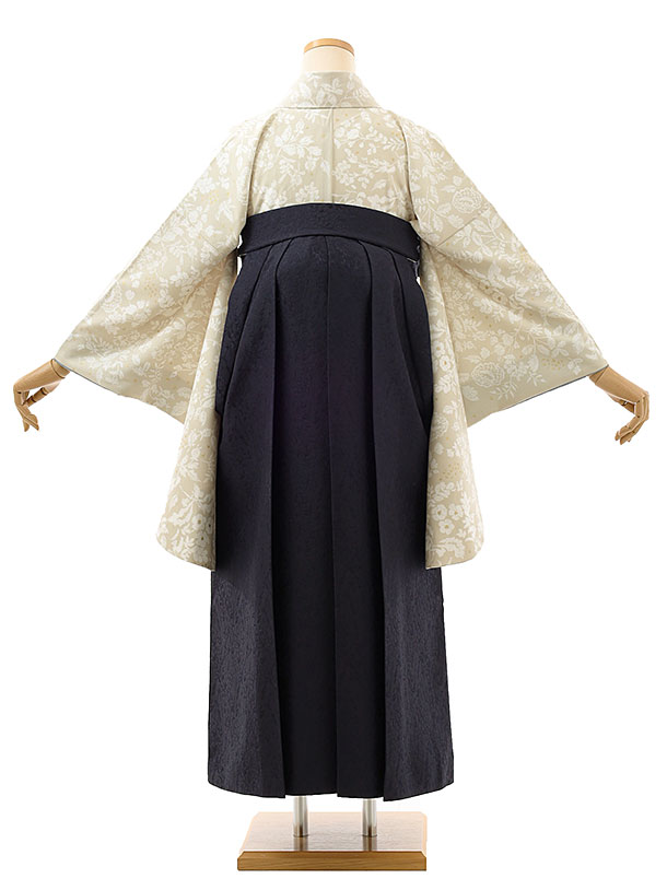 卒業袴h780 KamiShibai ベージュ更紗×紺ジャガード袴 | 着物レンタルの 