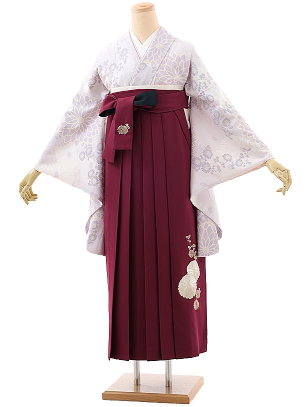 卒業袴h821 Kansai 薄紫菊×ボルドー袴