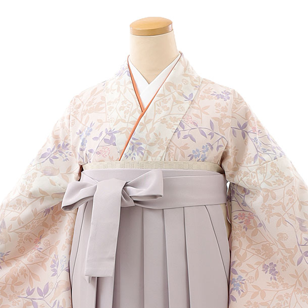 卒業袴h860 ピンクベージュ小花×くすみピンク袴 | 着物レンタルの京都 