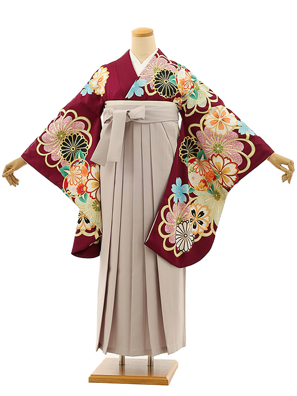 卒業袴 h1135 パープル地菊桜×ラベンダー袴