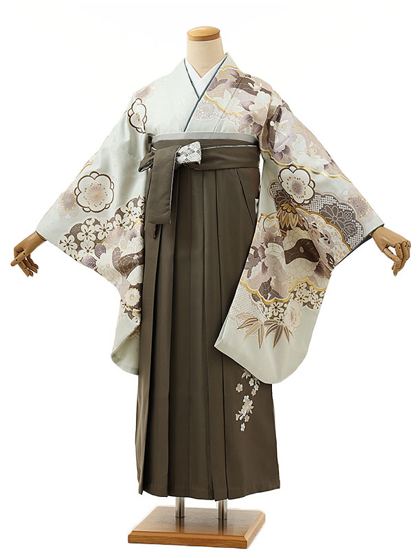 卒業式袴レンタルh474KANSAIｶｰｷ色麻の葉百合 | 着物レンタルの京都 