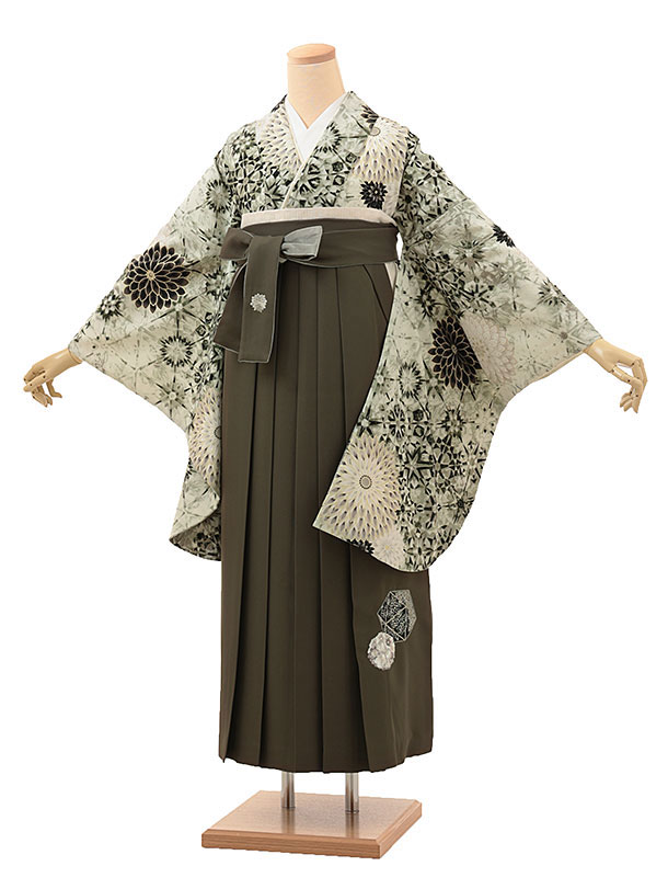 卒業袴1803 JAPANSTYLE 切子菊(ﾋﾟｽﾀﾁｵ)×花丸刺繍(緑)