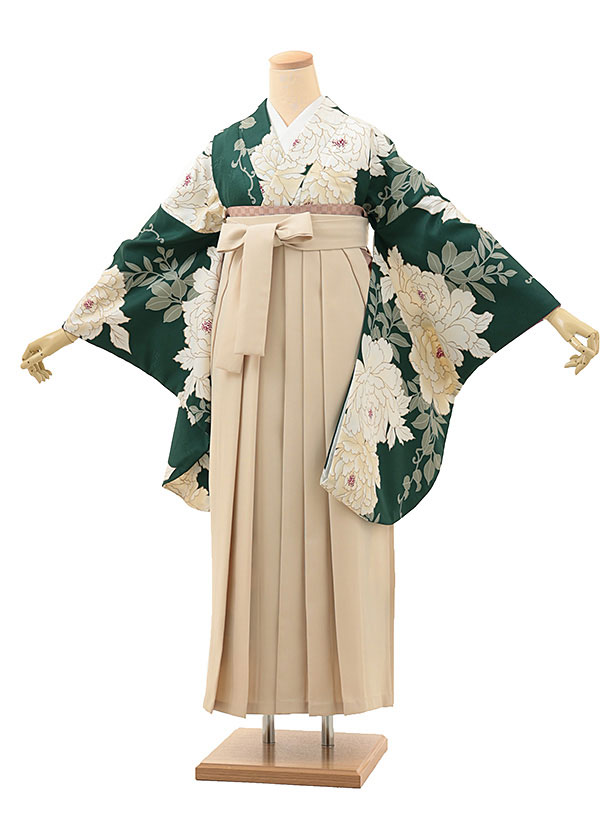 卒業袴1935 グリーン牡丹×アイボリー
