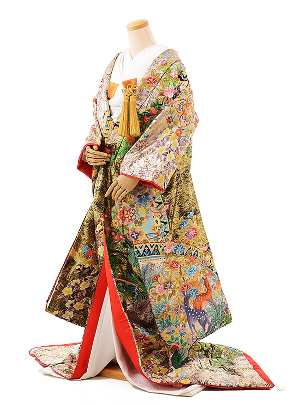 色打掛ﾚﾝﾀﾙ202総相良手刺繍金地正倉院 | 着物レンタルの京都かしいしょう