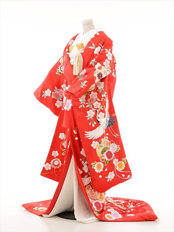 色打掛250赤鶴マリに枝垂桜 | 着物レンタルの京都かしいしょう