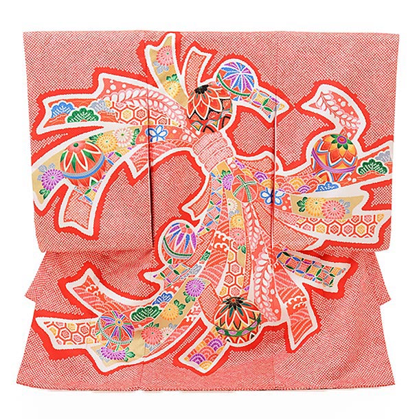 産着レンタル 女の子(お宮参り)D023 赤地 花 | 着物レンタルの京都かしいしょう