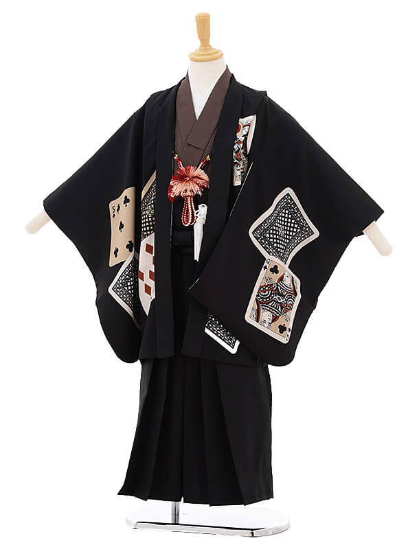 七五三レンタル 5歳男の子袴 55 Lilli ﾄﾗﾝﾌﾟ黒 黒袴 着物レンタルの京都かしいしょう