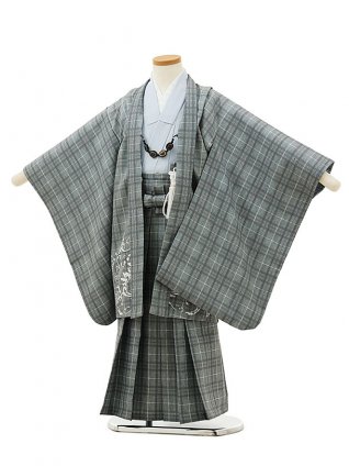 七五三レンタル(5歳男袴)X190グレーチェックxグレーチェック袴
