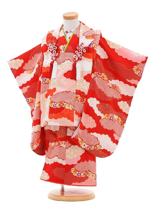七五三レンタル(3歳女の子被布)3252正絹ﾋﾟﾝｸ×赤古典雪 | 着物レンタルの京都かしいしょう