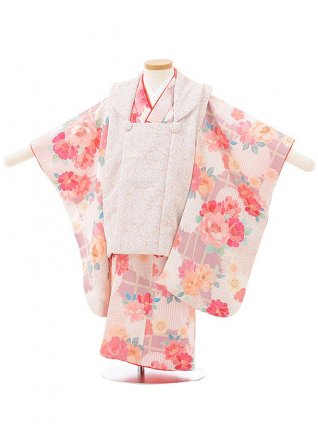 七五三レンタル(3歳女児被布)3790 KAGURAﾏﾛﾝ×桜に翁格子 | 着物
