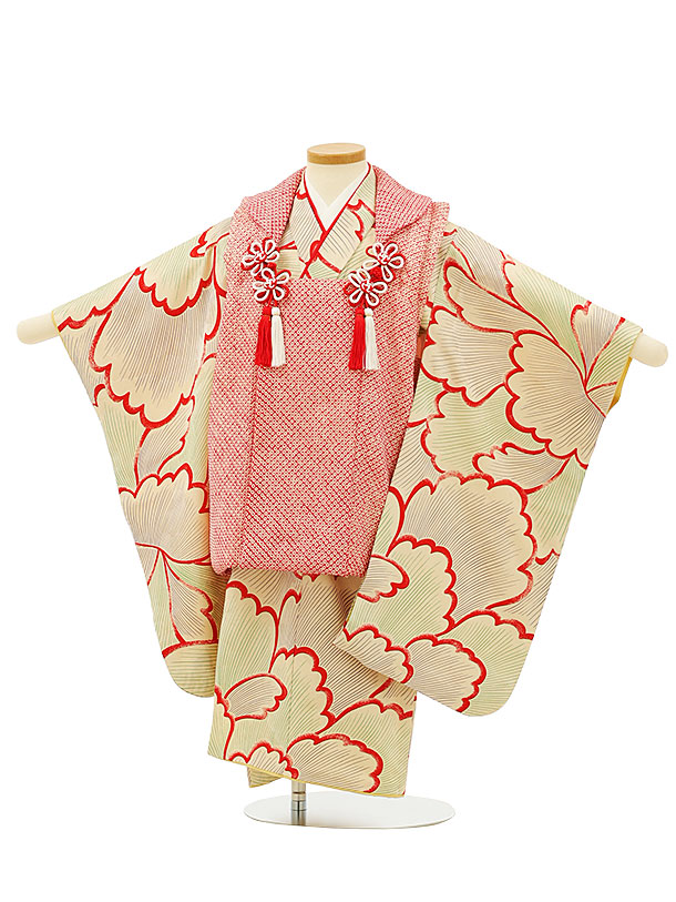 七五三(3歳女子被布) 3510 赤 絞り 刺繍 | 着物レンタルの京都かしいしょう