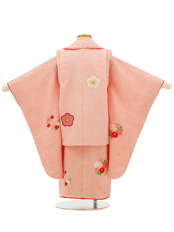 七五三(3歳女児被布)【高級正絹】4177ピンク絞り刺繍梅xピンク絞り刺繍 