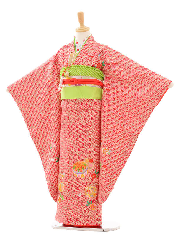 七五三レンタル(7歳女の子袋帯)7189 総絞り 刺繍まり柄赤(正絹) | 着物 