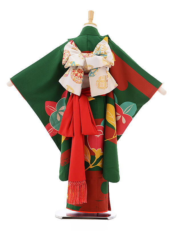 七五三レンタル(7歳女の子結び帯)7304 LILLI 緑橘 | 着物レンタルの京都かしいしょう