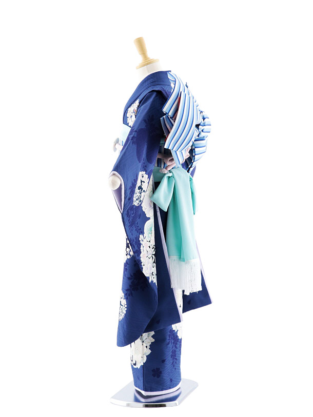 七五三(7歳女結帯)7699 NATURAL BEAUTY 椿に梅 ﾈｲﾋﾞｰ | 着物レンタルの京都かしいしょう