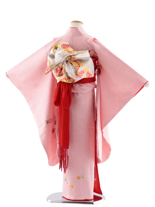 七五三レンタル(7歳女児袋帯) 高級正絹 7748 総絞りに刺繍 毬と桜 