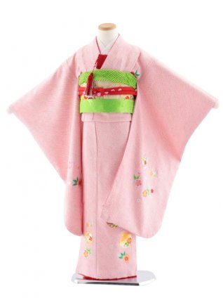 七五三レンタル(7歳女児袋帯) 高級正絹 7749 総絞りに刺繍 鈴と桜 