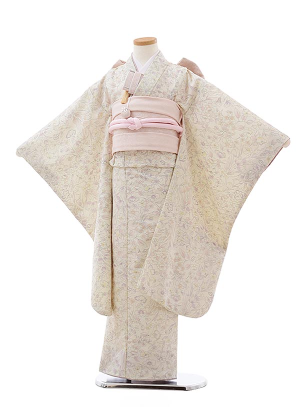 七五三(7歳女結び帯)7812 ﾍﾞｰｼﾞｭﾋﾟﾝｸ小花 | 着物レンタルの京都かしいしょう