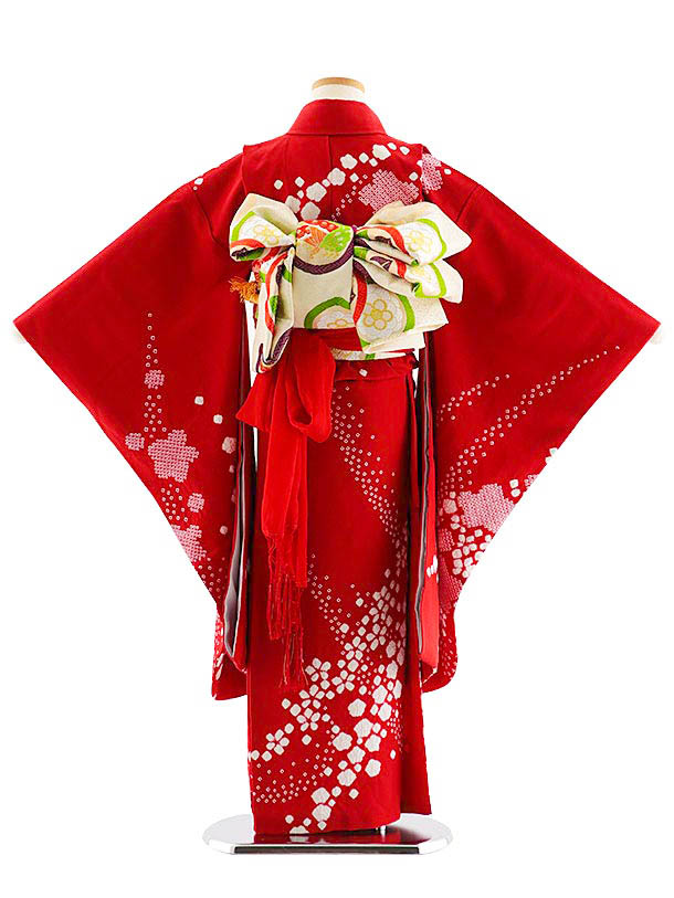 七五三レンタル(7歳女児袋帯) 7828 正絹 赤 絞り | 着物レンタルの京都 