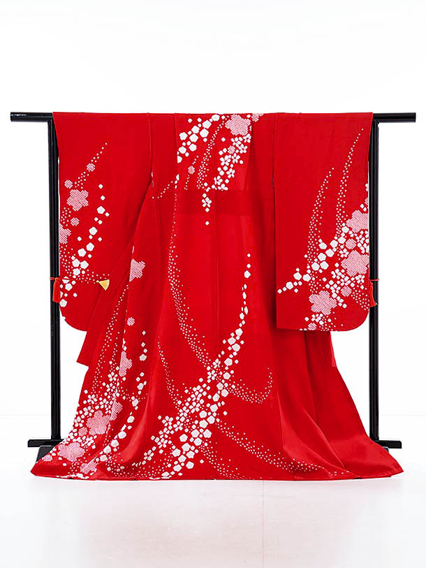 七五三レンタル(7歳女児袋帯) 7828 正絹 赤 絞り | 着物レンタルの京都 