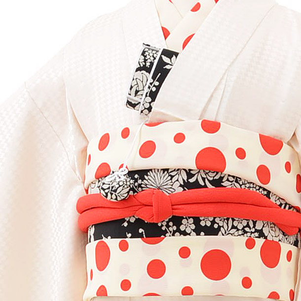 七五三レンタル(7歳女の子結び帯)7873 無地 白地模様 | 着物レンタルの京都かしいしょう