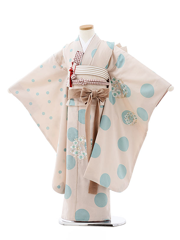 七五三(7歳女結び帯)7812 ﾍﾞｰｼﾞｭﾋﾟﾝｸ小花 | 着物レンタルの京都かしい 
