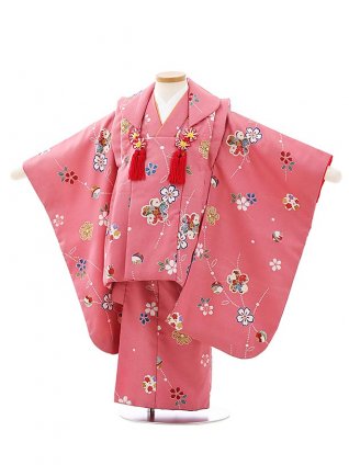 七五三レンタル(3歳女児被布)F520あづき色桜
