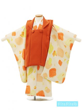 七五三(3歳女児被布)O042【pitapita】 dropオレンジ