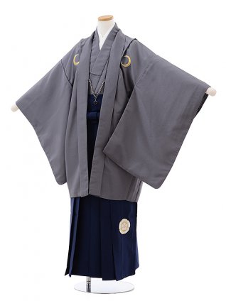 小学校 卒業式 男の子 袴 J001 ｸﾞﾚｰ×紺袴