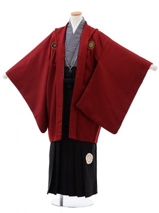 かんたん着付 小学校 卒業式 男の子 袴 J015 ｴﾝｼﾞ×黒袴