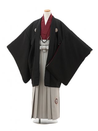 小学生男児袴ﾚﾝﾀﾙZ575 小町Kids 黒紋付×グレー