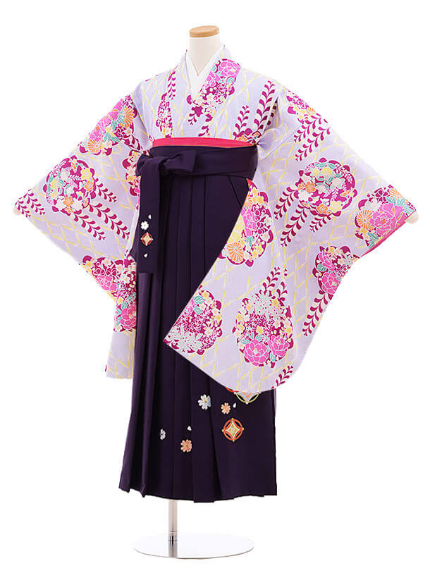 小学校卒業式袴レンタル(女の子)9858 すみれ色×紫袴