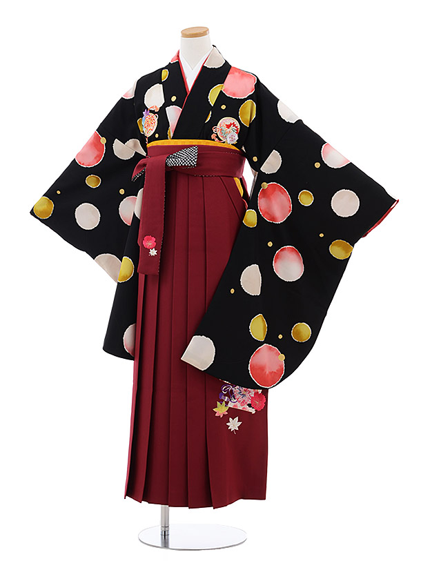 卒業袴ﾚﾝﾀﾙZ151 JAPAN STYLExちはやふる黒水玉xｴﾝｼﾞ袴