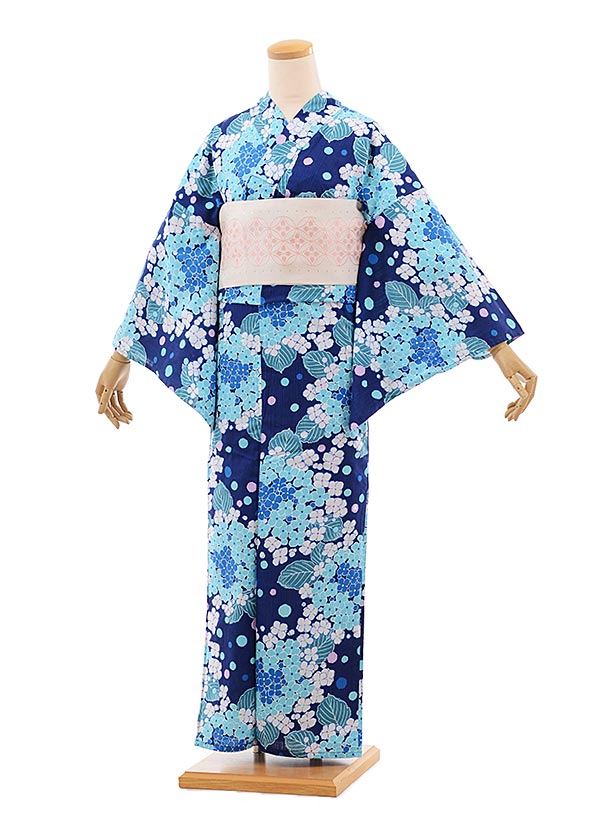 浴衣0009 有村架純 紺 紫陽花 | 着物レンタルの京都かしいしょう