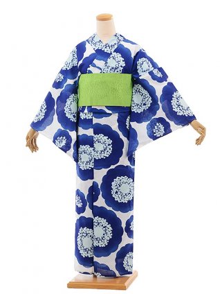 浴衣0019 玉城ﾃｨﾅ×ｷｽﾐｽ 白 青 花 | 着物レンタルの京都かしいしょう