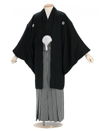 卒業式成人式袴男ﾚﾝﾀﾙ002-8/正絹黒紋付袴 | 着物レンタルの京都