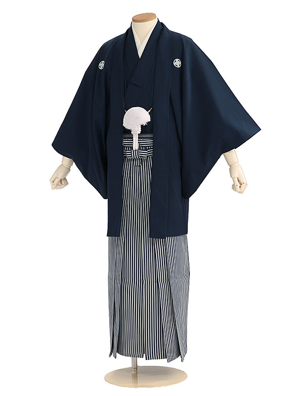 卒業式成人式袴男ﾚﾝﾀﾙ006*5/紺紋付羽織袴