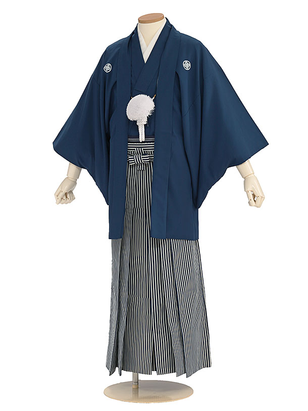 卒業式成人式袴男ﾚﾝﾀﾙ008*4/紺紋付羽織袴