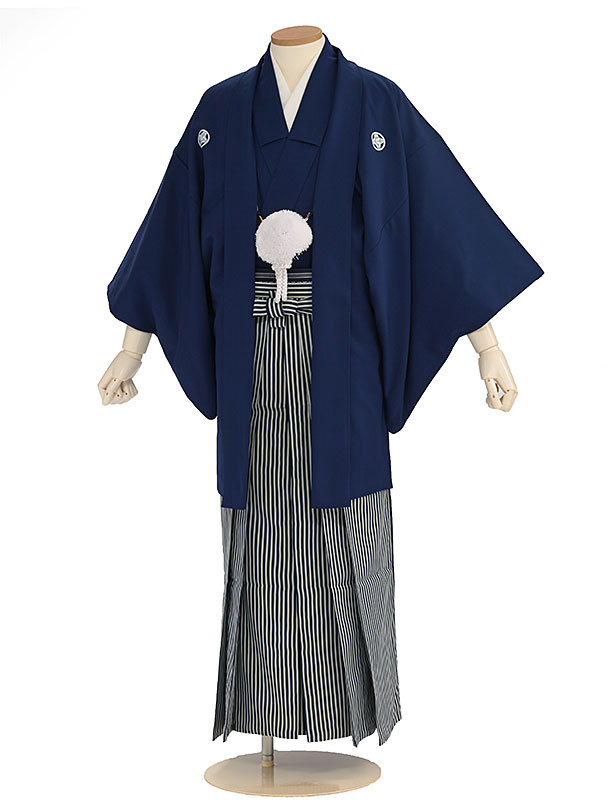 卒業式成人式袴男ﾚﾝﾀﾙ009*4/明紺紋付羽織袴