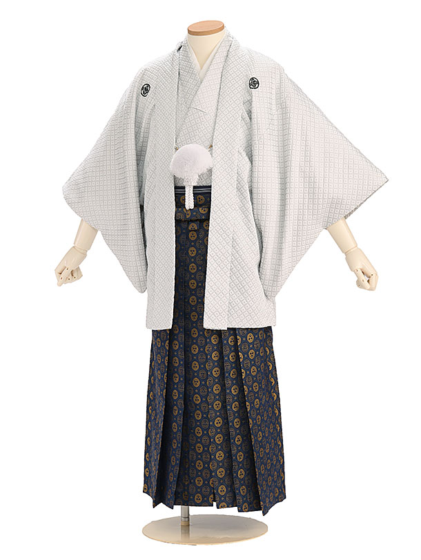 卒業式成人式袴男ﾚﾝﾀﾙ023-4/白刺子紋付袴 | 着物レンタルの京都かしい