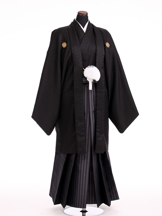 卒業式成人式袴男ﾚﾝﾀﾙ117*8/黒龍馬/縦縞袴